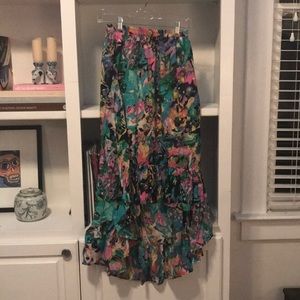 Tolani high-low colorful silk skirt